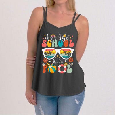 Groovy Bye Bye School Hello Pool Last Day Of School Summer Women's Strappy Tank