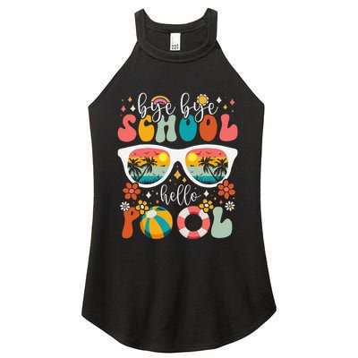 Groovy Bye Bye School Hello Pool Last Day Of School Summer Women's Perfect Tri Rocker Tank