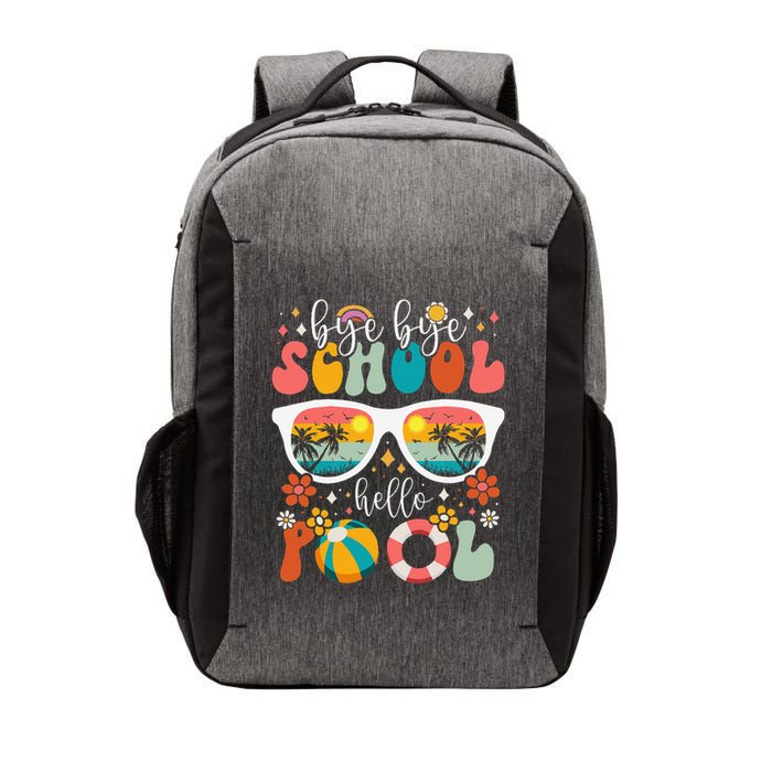 Groovy Bye Bye School Hello Pool Last Day Of School Summer Vector Backpack