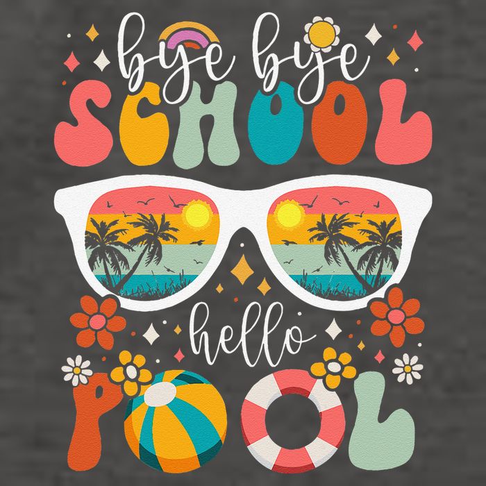 Groovy Bye Bye School Hello Pool Last Day Of School Summer Vector Backpack
