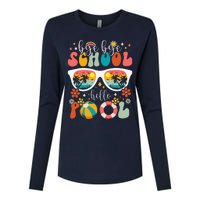 Groovy Bye Bye School Hello Pool Last Day Of School Summer Womens Cotton Relaxed Long Sleeve T-Shirt