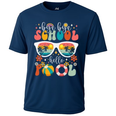 Groovy Bye Bye School Hello Pool Last Day Of School Summer Performance Shirt