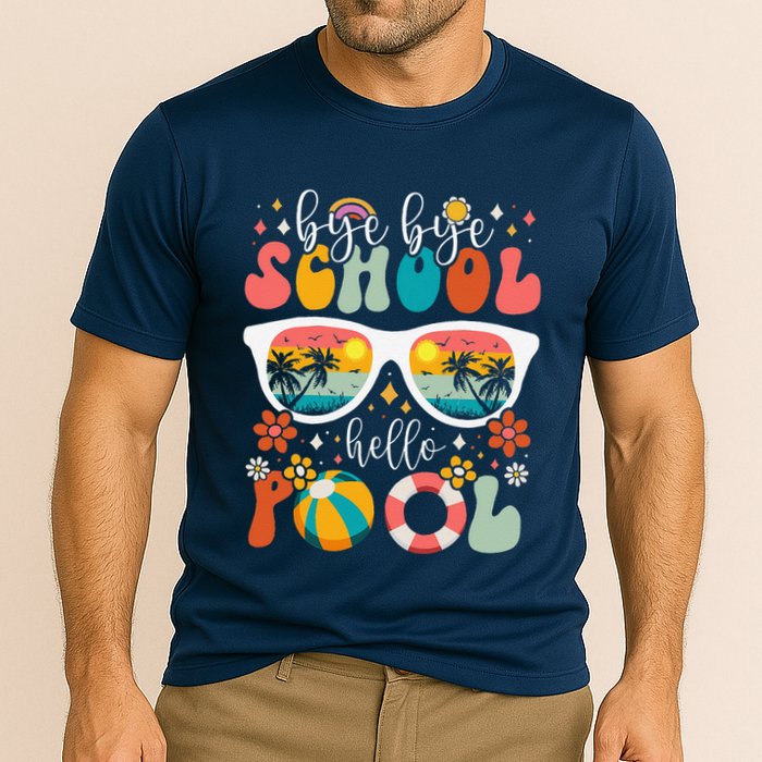 Groovy Bye Bye School Hello Pool Last Day Of School Summer Performance Shirt