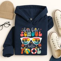 Groovy Bye Bye School Hello Pool Last Day Of School Summer Hoodie