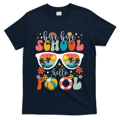 Groovy Bye Bye School Hello Pool Last Day Of School Summer T-Shirt