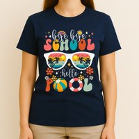 Groovy Bye Bye School Hello Pool Last Day Of School Summer T-Shirt