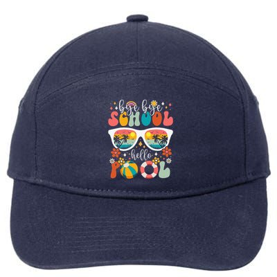 Groovy Bye Bye School Hello Pool Last Day Of School Summer 7-Panel Snapback Hat