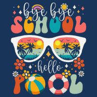 Groovy Bye Bye School Hello Pool Last Day Of School Summer 7-Panel Snapback Hat
