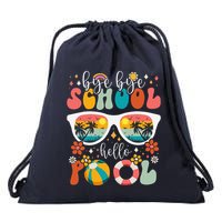 Groovy Bye Bye School Hello Pool Last Day Of School Summer Drawstring Bag