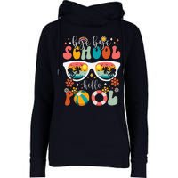 Groovy Bye Bye School Hello Pool Last Day Of School Summer Womens Funnel Neck Pullover Hood