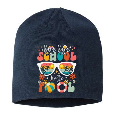 Groovy Bye Bye School Hello Pool Last Day Of School Summer Sustainable Beanie