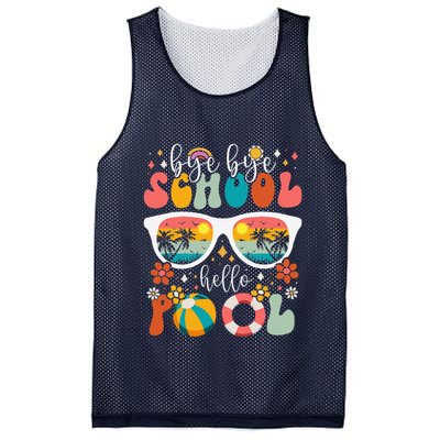 Groovy Bye Bye School Hello Pool Last Day Of School Summer Mesh Reversible Basketball Jersey Tank