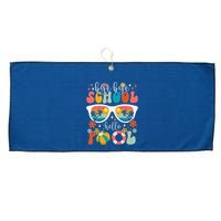 Groovy Bye Bye School Hello Pool Last Day Of School Summer Large Microfiber Waffle Golf Towel