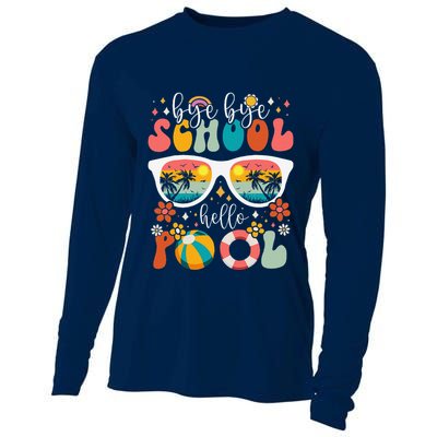 Groovy Bye Bye School Hello Pool Last Day Of School Summer Cooling Performance Long Sleeve Crew