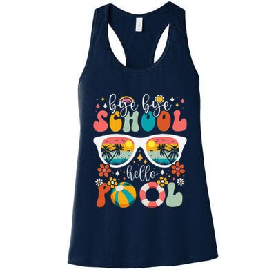 Groovy Bye Bye School Hello Pool Last Day Of School Summer Womens Tank Top