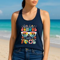 Groovy Bye Bye School Hello Pool Last Day Of School Summer Womens Tank Top