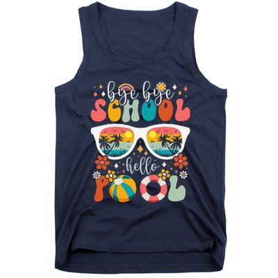 Groovy Bye Bye School Hello Pool Last Day Of School Summer Tank Top