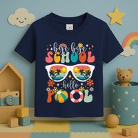 Groovy Bye Bye School Hello Pool Last Day Of School Summer Toddler T-Shirt