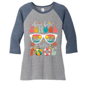 Groovy Bye Bye School Hello Pool Last Day Of School Summer Women's Tri-Blend 3/4-Sleeve Raglan Shirt