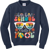 Groovy Bye Bye School Hello Pool Last Day Of School Summer Kids Sweatshirt