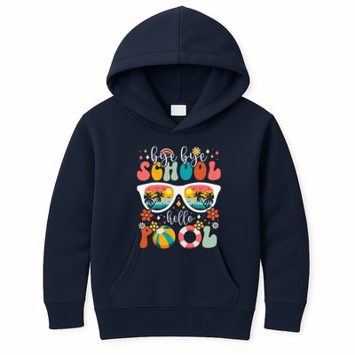 Groovy Bye Bye School Hello Pool Last Day Of School Summer Kids Hoodie