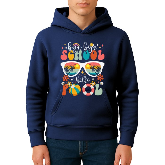 Groovy Bye Bye School Hello Pool Last Day Of School Summer Kids Hoodie
