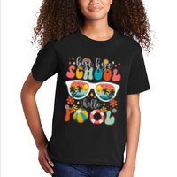 Groovy Bye Bye School Hello Pool Last Day Of School Summer Kids T-Shirt