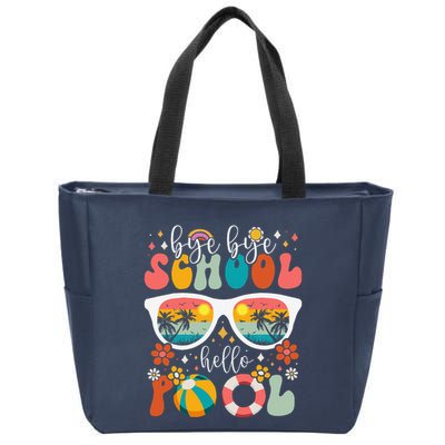 Groovy Bye Bye School Hello Pool Last Day Of School Summer Zip Tote Bag
