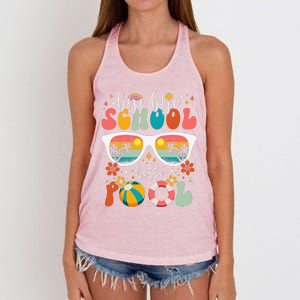 Groovy Bye Bye School Hello Pool Last Day Of School Summer Women's Knotted Racerback Tank