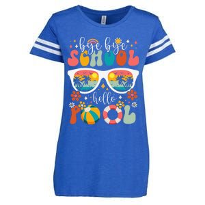 Groovy Bye Bye School Hello Pool Last Day Of School Summer Enza Ladies Jersey Football T-Shirt