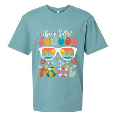 Groovy Bye Bye School Hello Pool Last Day Of School Summer Sueded Cloud Jersey T-Shirt