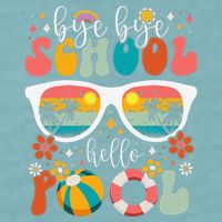 Groovy Bye Bye School Hello Pool Last Day Of School Summer Sueded Cloud Jersey T-Shirt