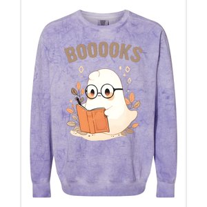 Ghost Books Bookworm Book Lover Halloween Colorblast Crewneck Sweatshirt