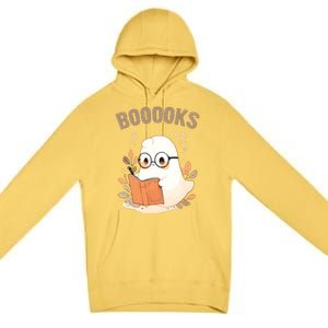 Ghost Books Bookworm Book Lover Halloween Premium Pullover Hoodie