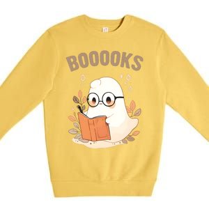 Ghost Books Bookworm Book Lover Halloween Premium Crewneck Sweatshirt