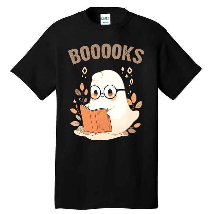 Ghost Books Bookworm Book Lover Halloween Tall T-Shirt