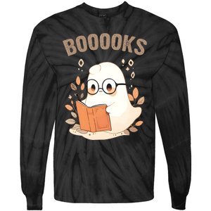 Ghost Books Bookworm Book Lover Halloween Tie-Dye Long Sleeve Shirt