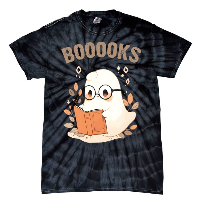 Ghost Books Bookworm Book Lover Halloween Tie-Dye T-Shirt