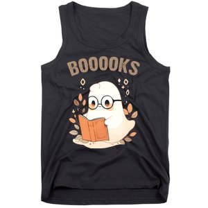 Ghost Books Bookworm Book Lover Halloween Tank Top