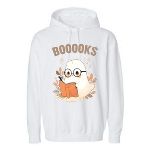 Ghost Books Bookworm Book Lover Halloween Garment-Dyed Fleece Hoodie