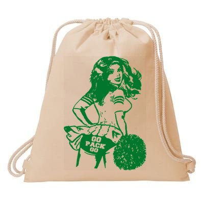 Green Bay Cheerleader Vintage Fan Wisconsin Drawstring Bag