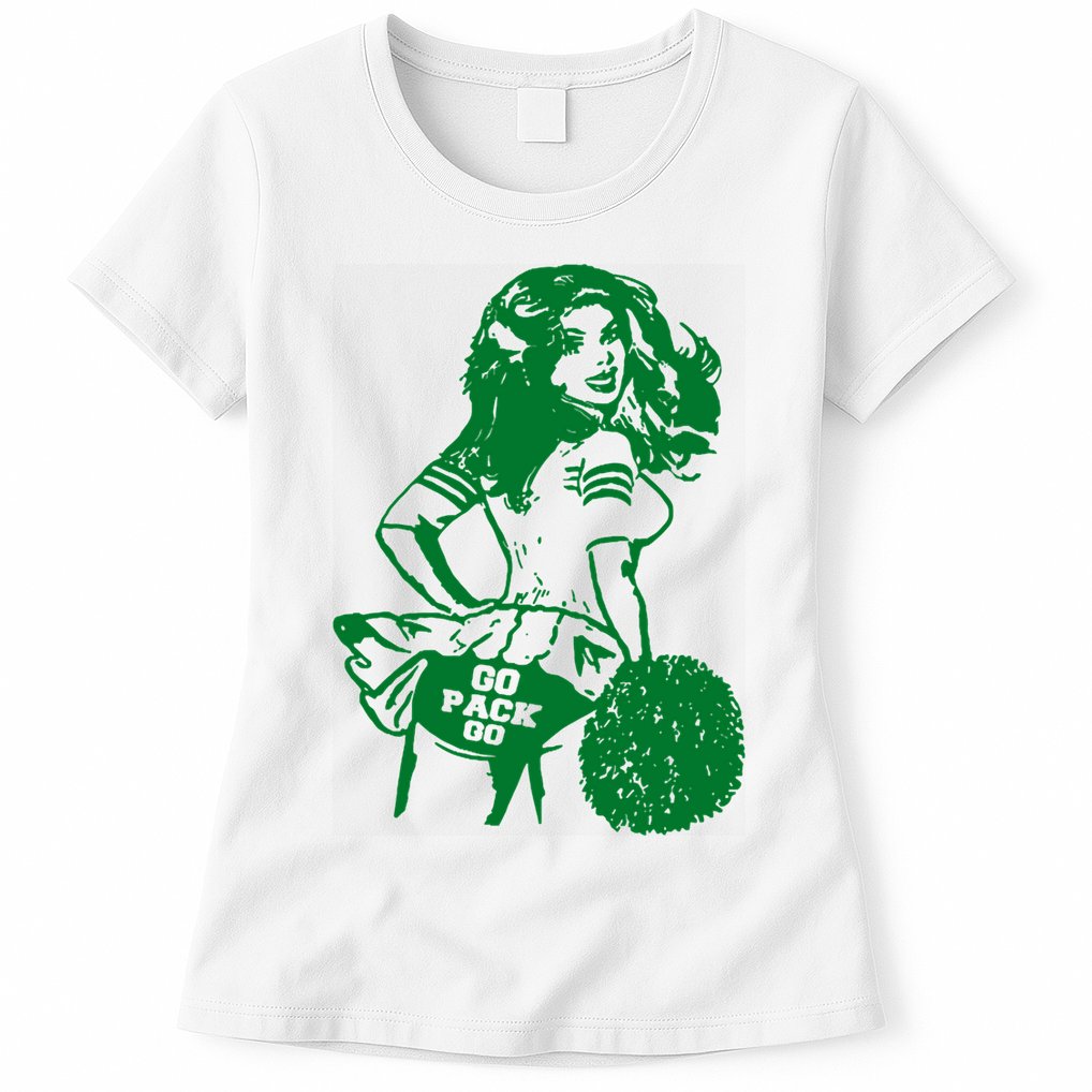 Green Bay Cheerleader Vintage Fan Wisconsin Womens T-Shirt