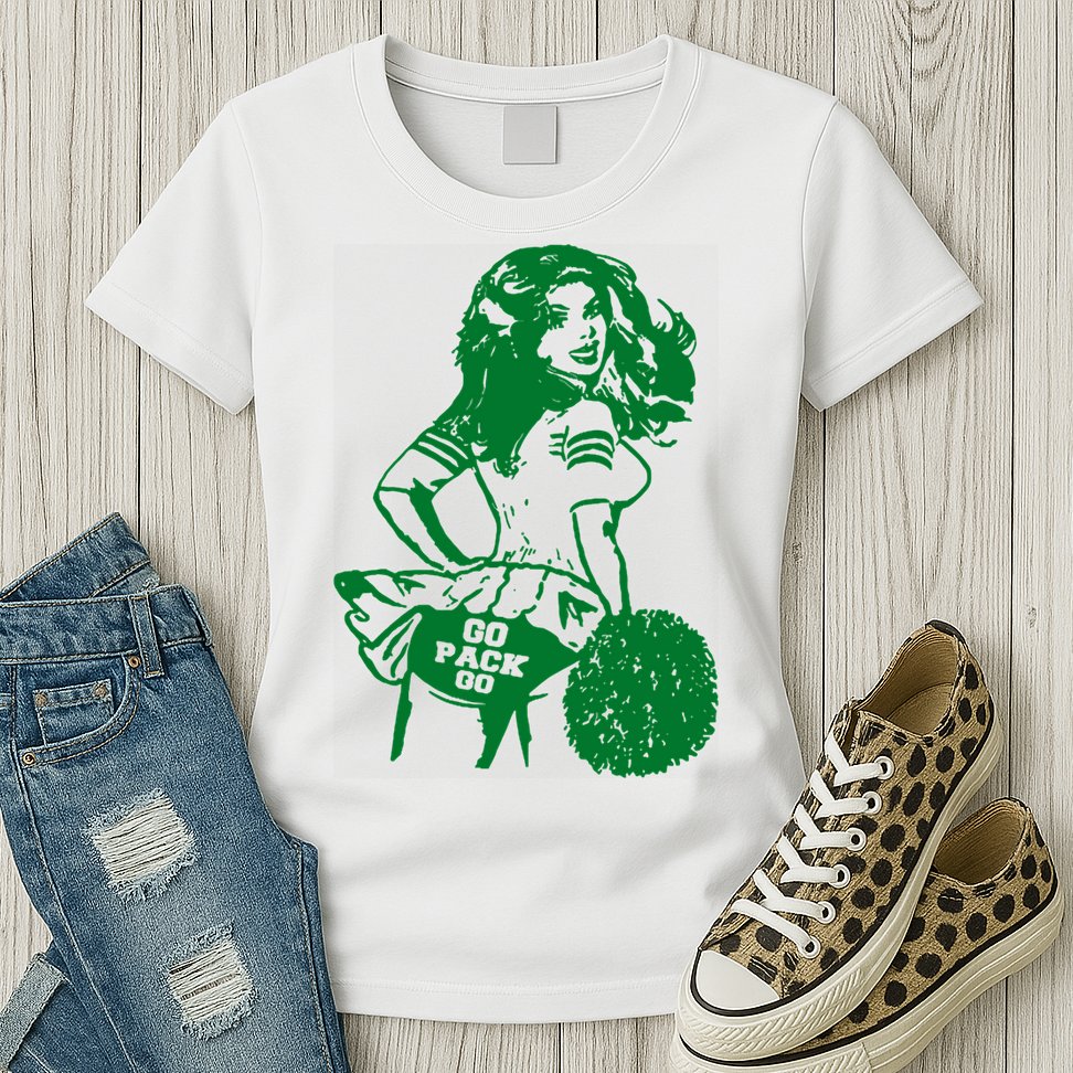 Green Bay Cheerleader Vintage Fan Wisconsin Womens T-Shirt