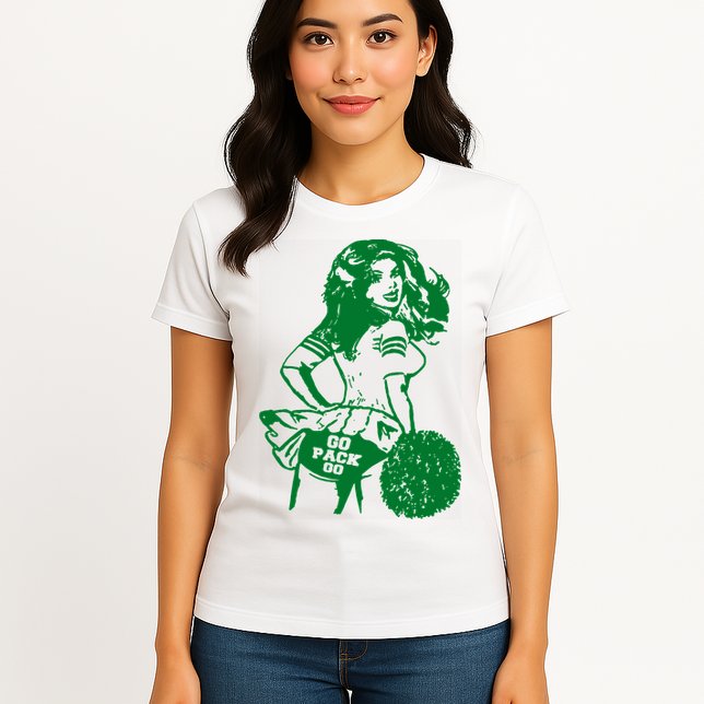 Green Bay Cheerleader Vintage Fan Wisconsin Womens T-Shirt