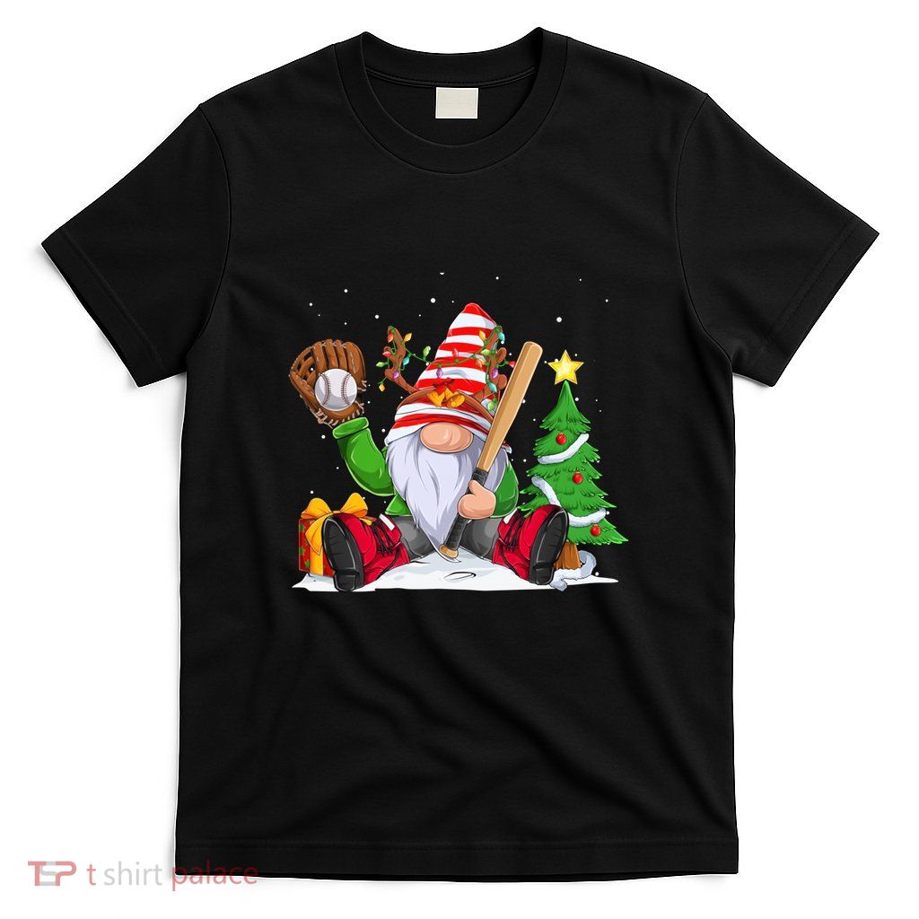 Gnome Baseball Christmas Winter Season Funny T-Shirt