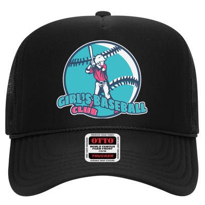 Girls Baseball Club High Crown Mesh Back Trucker Hat