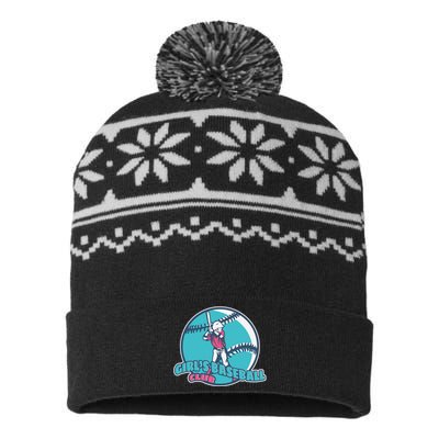 Girls Baseball Club USA-Made Snowflake Beanie