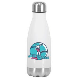 Girls Baseball Club Stainless Steel Insulated Water Bottle