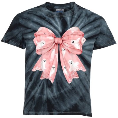 Ghost Bow Coquette Halloween Spooky Season Kids Tie-Dye T-Shirt