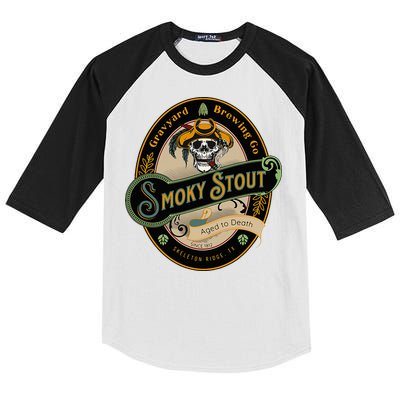 Graveyard Brewery Craft Beer Label Skeleton With Cigar Kids Colorblock Raglan Jersey